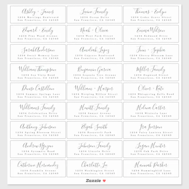 Chic Script Wedding Guest Address Labels | Zazzle