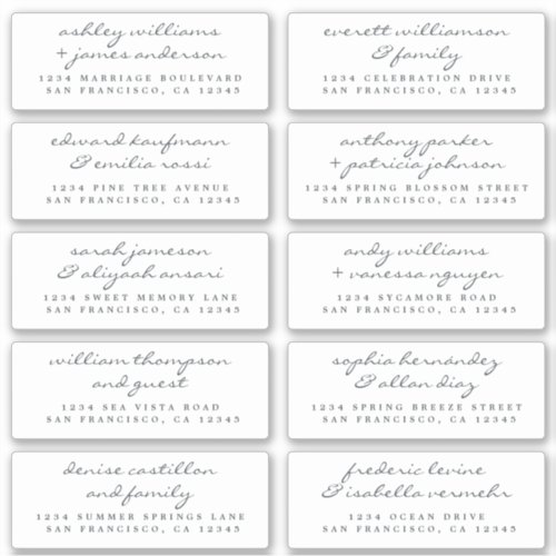 Chic Script Wedding Guest Address Labels