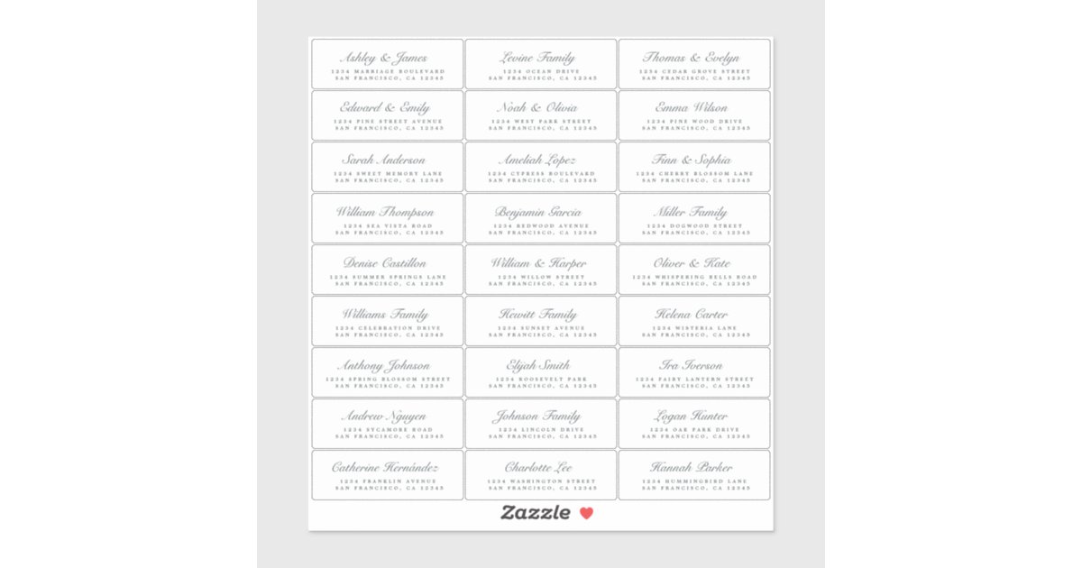 Chic Script Wedding Guest Address Labels | Zazzle