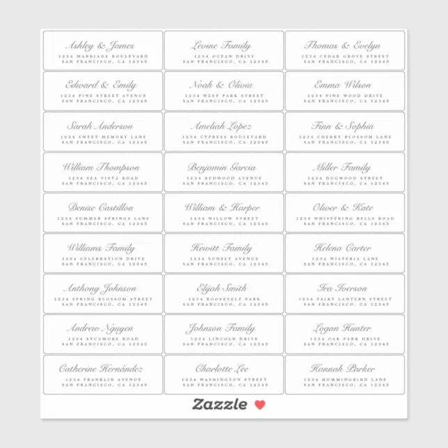 Chic Script Wedding Guest Address Labels | Zazzle