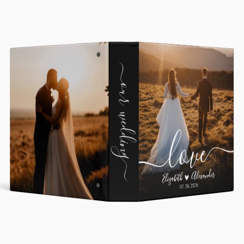 Chic Script Wedding Memories Photo Album Binder 