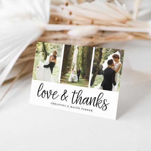 Chic Script  Wedding Photo Collage Thank You