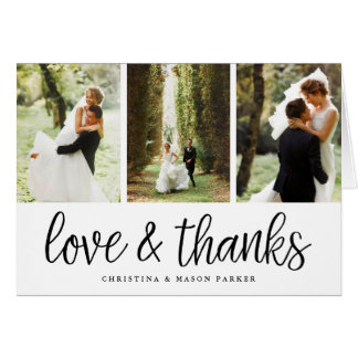 Chic Script | Wedding Photo Collage Thank You Card