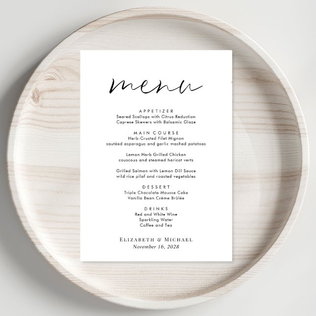 Chic Script Wedding Reception Menu (Creator Uploaded)