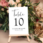 Chic Script Wedding Reception Table Number<br><div class="desc">Chic wedding reception table number sign featuring "Table" in a stylish modern script, the table number in classic serif typography, your names joined together by a heart and your reception date. Create each table number sign and add to your shopping cart one at a time, then check out once all...</div>