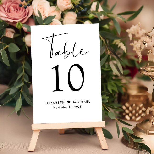 Chic Script Wedding Reception Table Number (Creator Uploaded)