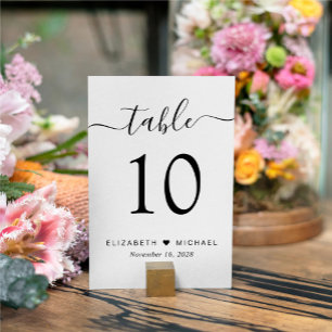 Chic Script Wedding Reception Table Number