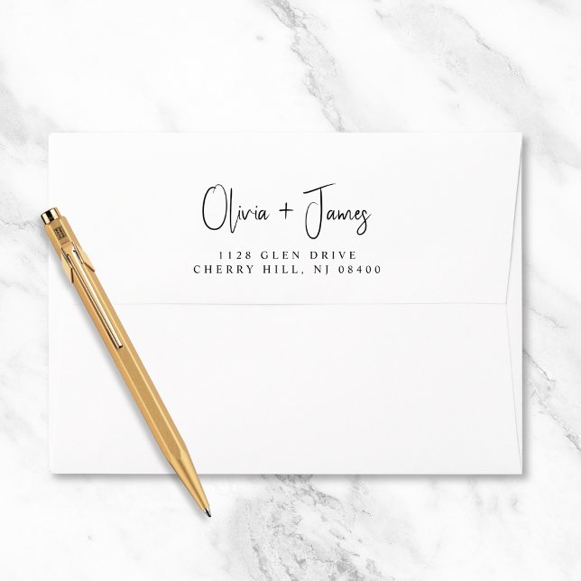 Chic Script Wedding Return Address Envelope (Creator Uploaded)