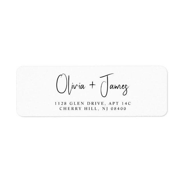 Chic Script Wedding Return Address Label (Front)