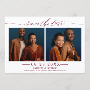 Chic Script Wedding Save The Date 2 Photo Collage Invitation