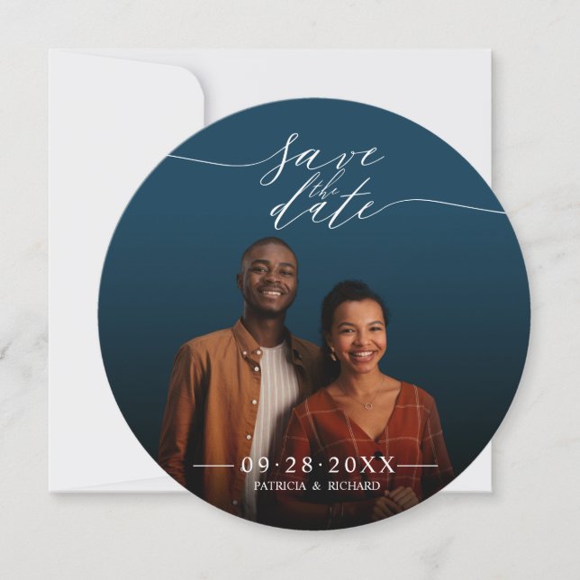Chic Script Wedding Save The Date Photo Invitation (Front)