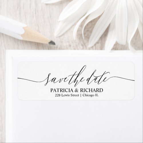 Chic Script Wedding Save The Date Return Address Label