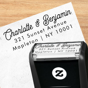 Chic Script Wedding Self-Inking Address Stamp