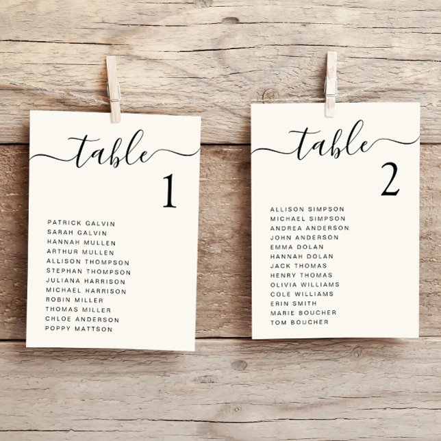 Chic Script Wedding Table Seating Chart Card (Creator Uploaded)