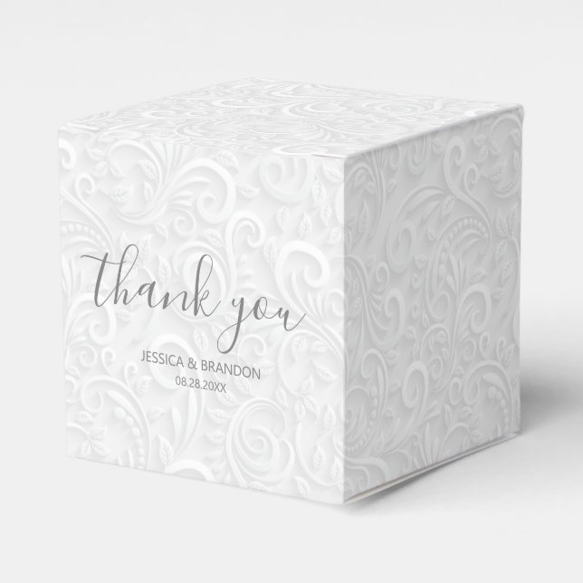 Chic Script Wedding Thank You Favor Boxes (Front Side)