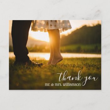 Chic Script Wedding Thank You Photo Postcard by Team_Lawrence at Zazzle