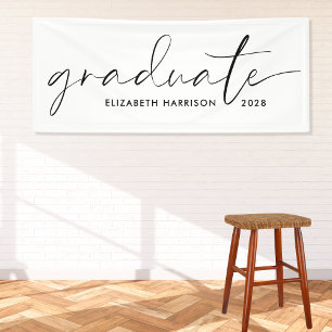 Chic Script White Graduation Banner