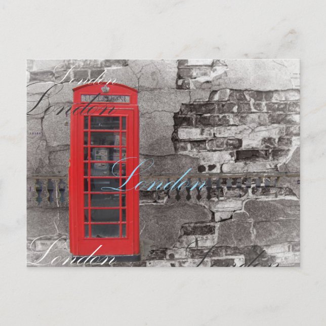 Chic scripts London Landmark Red Telephone Booth Postcard (Front)
