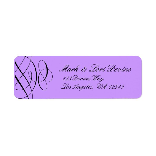 Chic scroll designer labels with purple (Front)