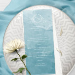 Chic Sea Glass Watercolor, Monogram Wedding Menu<br><div class="desc">Delight your guests with this beautiful sea glass watercolor wedding menu, featuring elegant hand drawn botanical monogram with couples initials over exquisite watercolor wash background in a beautiful blend of sea glass, sage, and aqua, turquoise teal hues. Easy to fill in template with your details and menu and order your...</div>