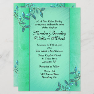 Chic Sea Green Columns Invitation