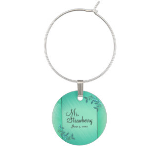 Chic Sea Green Columns Wine Charm