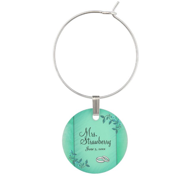 Chic Sea Green Columns  Wine Charm (Front)