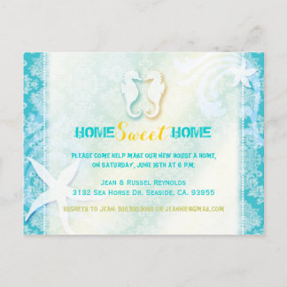 Chic Sea Horse Beach Housewarming Party Invitation Postcard