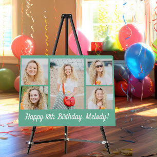 Chic Seafoam Green Birthday Photo Collage Party Foam Board
