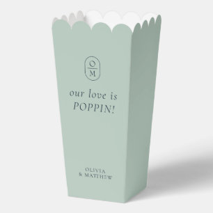 Chic Seafoam Green Monogram Popcorn Favor Box