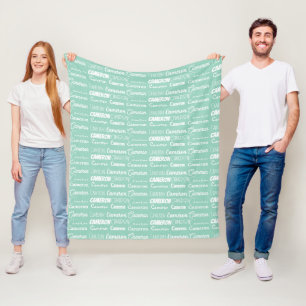 Chic Seafoam Green Personalized Name Collage Fleece Blanket