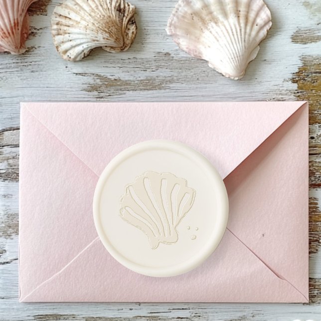 Chic Seashell Hand Drawn Wedding  Wax Seal Sticker (Chic Seashell Hand Drawn Wedding Wax Seal Stamp Sticker
)