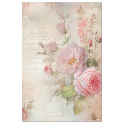 Chic shabby chic blush English roses ephemera Tissue Paper