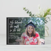 Chic She believed Script Quote Graduation Invitation (Standing Front)