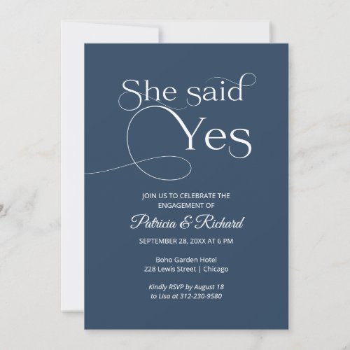 Chic She Said Yes Engagement Party Invitation