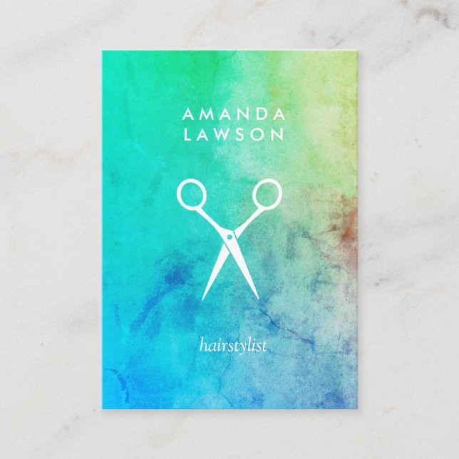 Chic Shears Bold Watercolor (appointment) Appointment Card (Front)