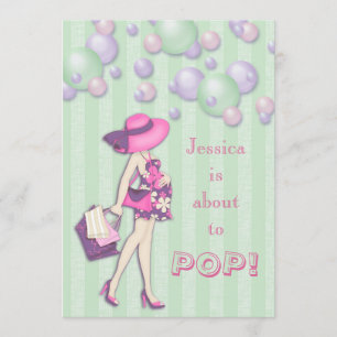 Chic She's About to Pop Girl Baby Shower Invitation