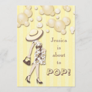 Chic She's About to Pop Neutral Baby Shower Invitation