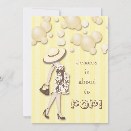 Chic She's About to Pop Neutral Baby Shower Custom Announcements