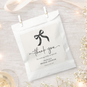 Chic She's Tying the Knot Black Bow Bridal Shower Favor Bag