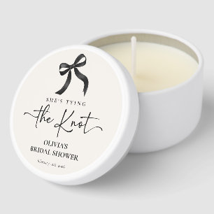 Chic She's Tying the Knot Black Bow Bridal Shower Mini Candle Favors