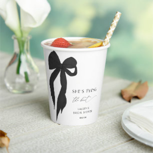 Chic Shes Tying The Knot Black Bow Bridal Shower Paper Cups