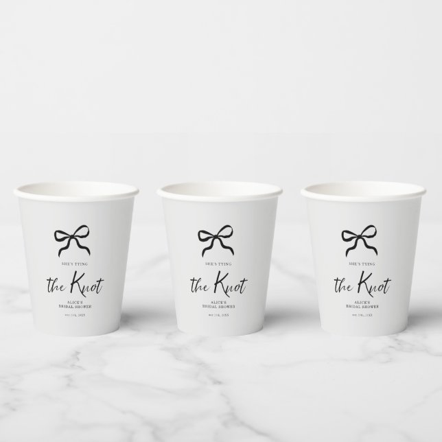 Chic She's Tying the Knot Black Bow Bridal Shower Paper Cups (Multi)