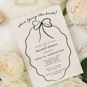 Chic She's Tying the Knot Doodle Bow Bridal Shower Invitation