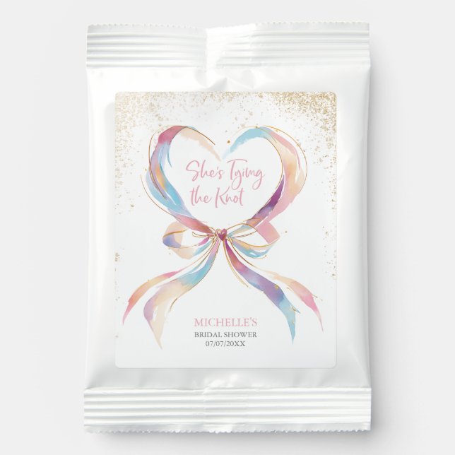 Chic She's Tying The Knot Pink Bow Bridal Shower  Margarita Drink Mix (Front)