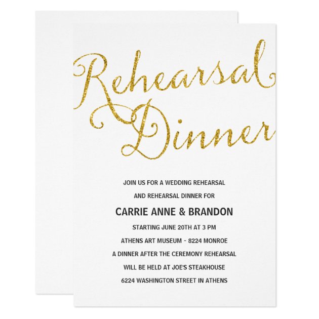 Chic Shimmer | Faux Gold Foil Rehearsal Dinner Invitation