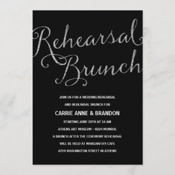 Chic Shimmer | Faux Silver Foil Rehearsal Brunch Invitation by dulceevents at Zazzle