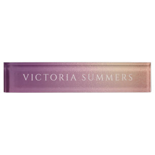 Chic Shimmer Purple Ombre Desk Name Plate