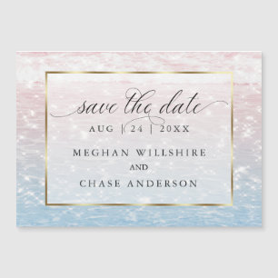 Chic Shimmering Pink Ocean Waters Magnetic Invitation