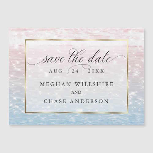 Chic Shimmering Pink Ocean Waters  Magnetic Invitation